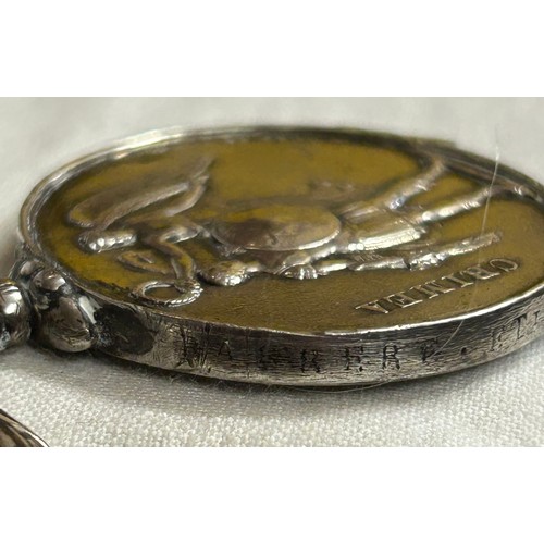 1007 - Crimea War Medal (1854-56) with Sebastopol clasp, name illegible engraved on the edge and some fadin... 