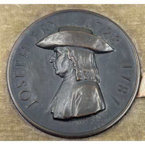 734 - Bronze medallions to include Joseph Fry 1728-1787, Victoria Regina Stampex Throphy Contest Award, M.... 