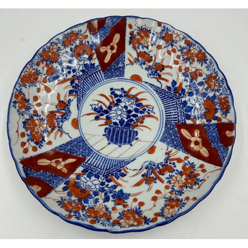 940 - A collection of 19thC  oriental ceramics to include 2 x Japanese Imari plates, one with floral patte... 