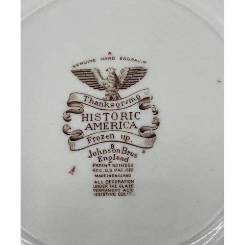 414 - A collection of ceramics to include 3 x Johnson Brothers plates 'Thanksgiving Historic America Froze... 