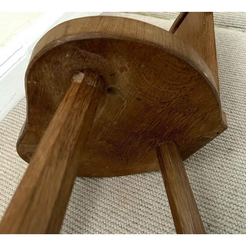 129 - Peter Heap (1945-2022) Rabbitman: An Oak Hall Chair with rectangular back with signature rabbit carv... 