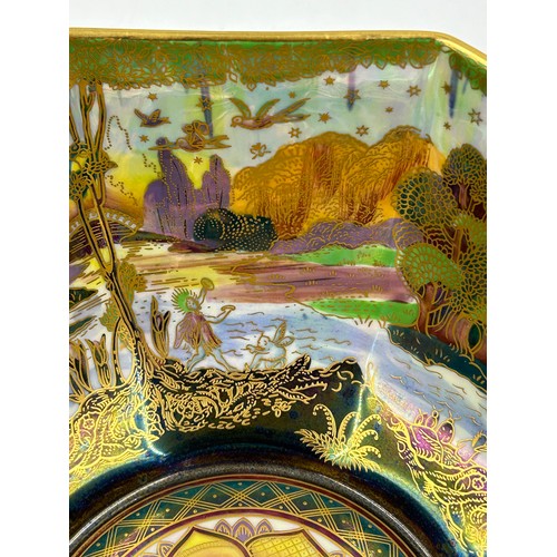 416 - A Wedgwood Fairyland Lustre Octagonal Bowl 'Woodland Bridge' based on an original design by Daisy Ma... 