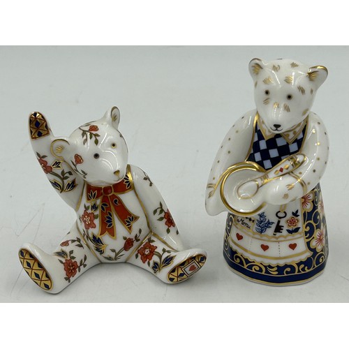 478 - Royal Crown Paperweights to include Derby Seated Cat Paperweight 13cm with gold stopper, 2 x Teddies... 