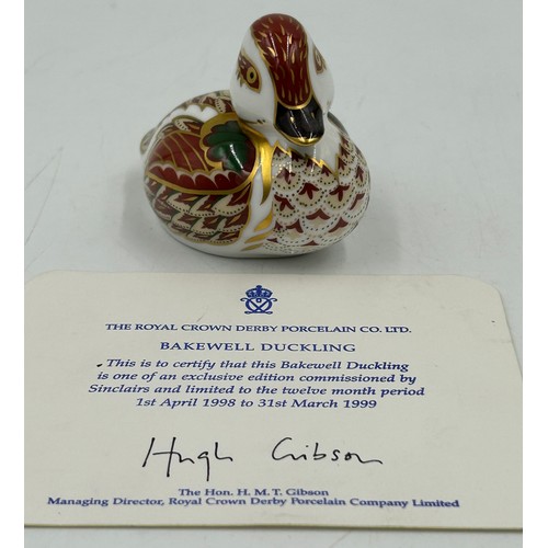 478 - Royal Crown Paperweights to include Derby Seated Cat Paperweight 13cm with gold stopper, 2 x Teddies... 