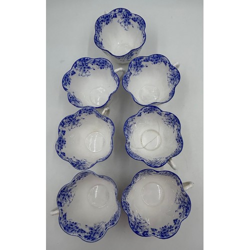 422 - A Shelley 'Dainty Blue 051/28' part tea service to include 2 x cake plates 20cm, 2 x plates 16cm, 5 ... 