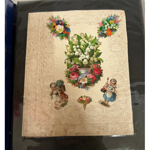 922 - A collection of Postcards in three albums to include Edwardian Romance and Greetings (180), embroide... 