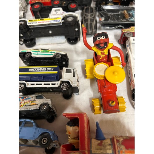 1115 - A collection Corgi, Matchbox and other vehicles to include Charbens Salco Mickey Mouse Fire Truck, C... 