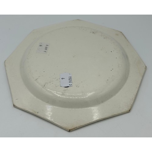 140 - A set of early 19th century creamware octagonal plates, c. 1810. All with partial impressed marks, p... 