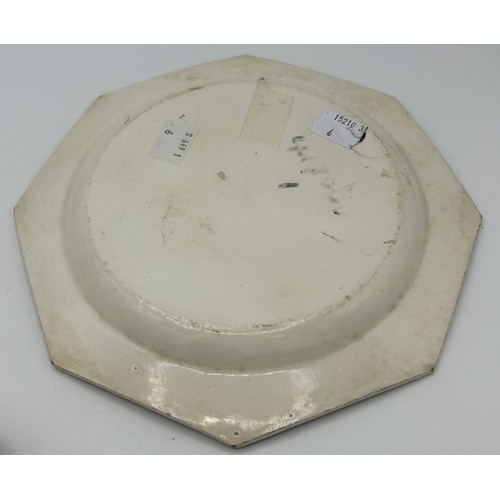 140 - A set of early 19th century creamware octagonal plates, c. 1810. All with partial impressed marks, p... 