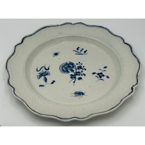 145 - A group of early 19th century blue and white hand-painted pearlware shell edge and moulded rim plate... 