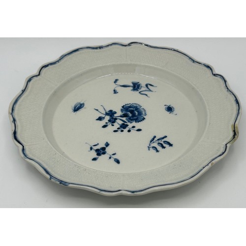 145 - A group of early 19th century blue and white hand-painted pearlware shell edge and moulded rim plate... 