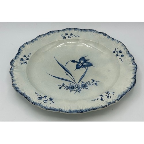 145 - A group of early 19th century blue and white hand-painted pearlware shell edge and moulded rim plate... 