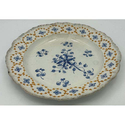 146 - A group of early 19th century blue and white hand-painted pearlware shell edge and moulded rim plate... 