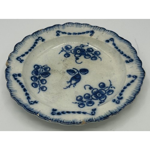 146 - A group of early 19th century blue and white hand-painted pearlware shell edge and moulded rim plate... 