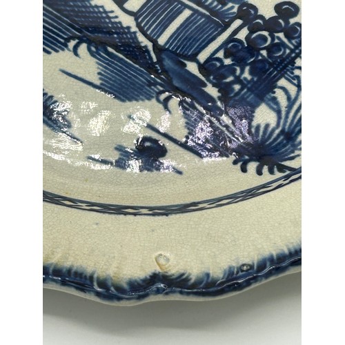 146 - A group of early 19th century blue and white hand-painted pearlware shell edge and moulded rim plate... 