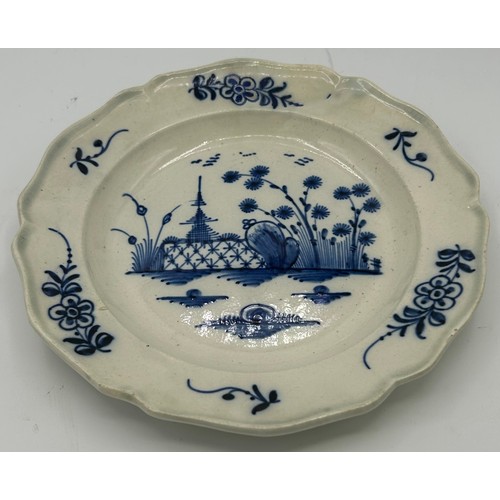 146 - A group of early 19th century blue and white hand-painted pearlware shell edge and moulded rim plate... 