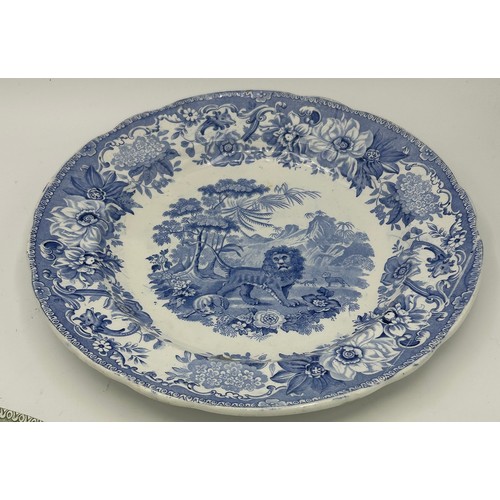 153 - A group of early 19th century blue and white and green and white transfer printed Spode and Copeland... 