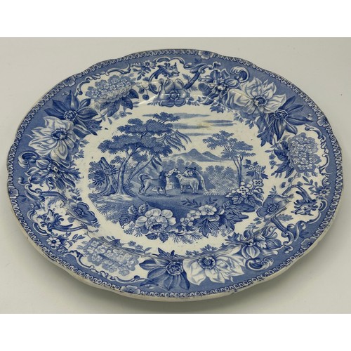 153 - A group of early 19th century blue and white and green and white transfer printed Spode and Copeland... 