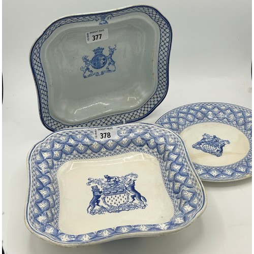 154 - A group of early 19th century blue and white transfer printed Spode armorials c. 1820-25. Comprising... 