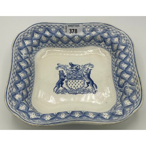 154 - A group of early 19th century blue and white transfer printed Spode armorials c. 1820-25. Comprising... 