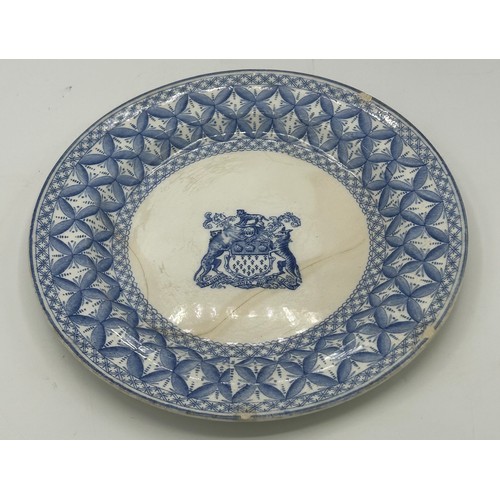 154 - A group of early 19th century blue and white transfer printed Spode armorials c. 1820-25. Comprising... 