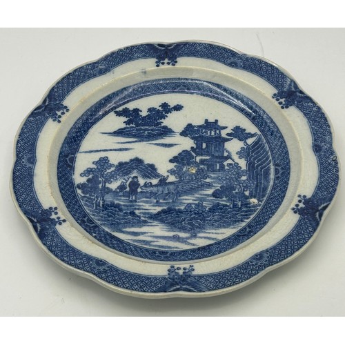 159 - A group of early 19th century blue and white transfer printed  Boy on a Buffalo plates, c. 1810. 23 ... 