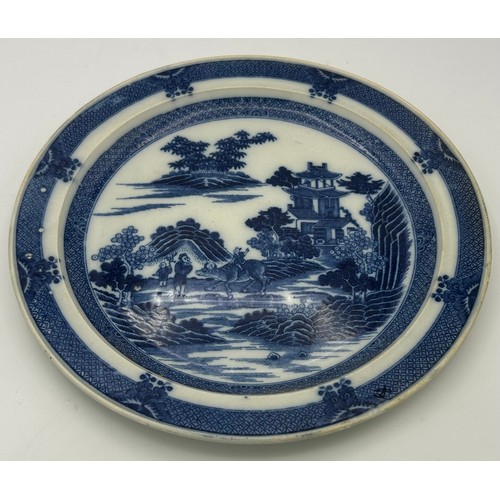 159 - A group of early 19th century blue and white transfer printed  Boy on a Buffalo plates, c. 1810. 23 ... 