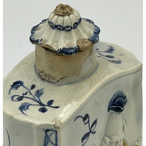 172 - Two early 19th century pearlware moulded tea caddies, c. 1810. One decorated with figures and the ot... 