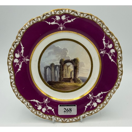 183 - A group of early 19th century Spode hand-painted landscape dishes and a similar plate, c. 1820. The ... 