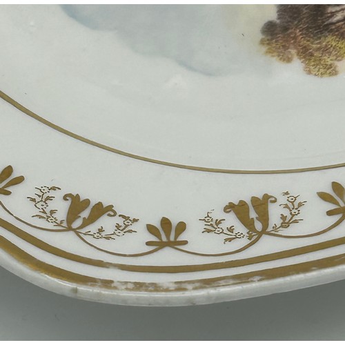 183 - A group of early 19th century Spode hand-painted landscape dishes and a similar plate, c. 1820. The ... 