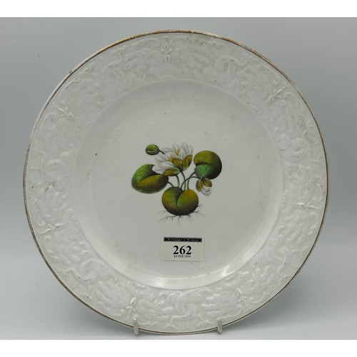 190 - A group of early 19th century moulded Spode hand-painted porcelain floral design plates, c. 1820. 21... 