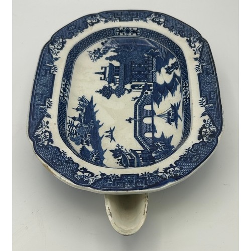 193 - Two early 19th century blue and white transfer printed Longbridge pattern pieces, c. 1800. To includ... 