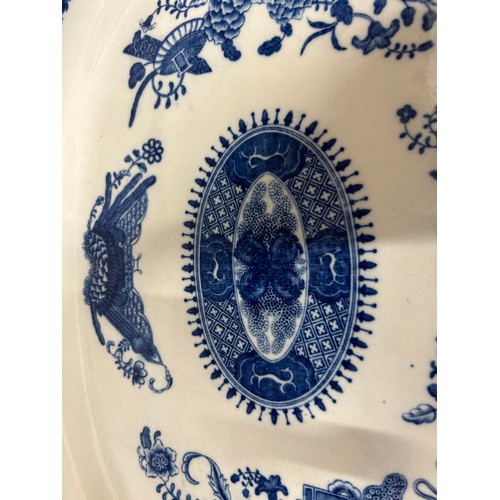 197 - Two early 19th century blue and white transfer printed platters, c. 1800. To include a large oval Fi... 