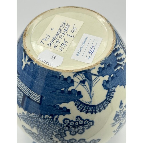 206 - Three early 19th century blue and white transfer printed wares, c. 1800. Including a Spode Boy on a ... 