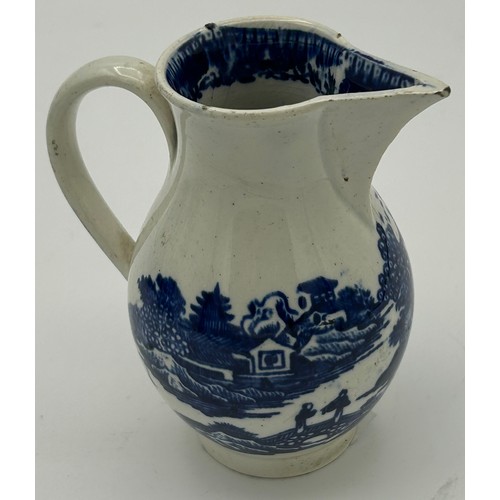 211 - A group of early 19th century blue and white transfer printed jugs, c. 1800-10. Tallest: 12 cm. (5)
... 