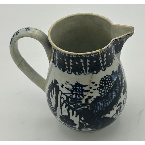 211 - A group of early 19th century blue and white transfer printed jugs, c. 1800-10. Tallest: 12 cm. (5)
... 