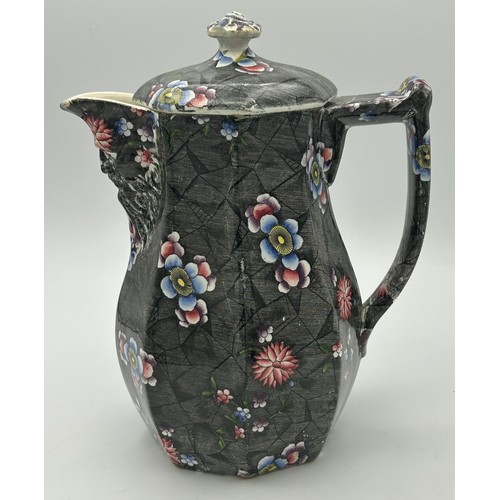 231 - An early 19th century black and white transfer printed jug, c. 1800. Together with a lidded Marble p... 