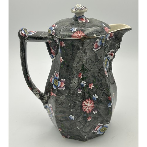 231 - An early 19th century black and white transfer printed jug, c. 1800. Together with a lidded Marble p... 