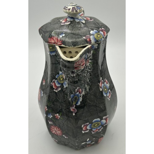 231 - An early 19th century black and white transfer printed jug, c. 1800. Together with a lidded Marble p... 