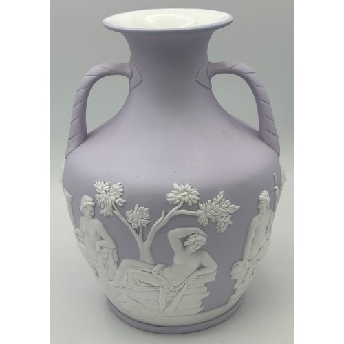 243 - A 19th century Wedgwood pink jasper body Portland Vase with white glazed interior. c. 1850. 25 cm ta... 