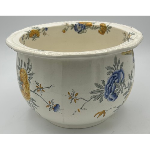 249 - An early 19th century Spode transfer printed and hand painted Tumbledown Dick chamber pot, c. 1825. ... 