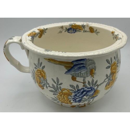 249 - An early 19th century Spode transfer printed and hand painted Tumbledown Dick chamber pot, c. 1825. ... 