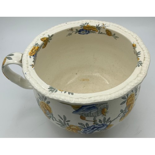 249 - An early 19th century Spode transfer printed and hand painted Tumbledown Dick chamber pot, c. 1825. ... 