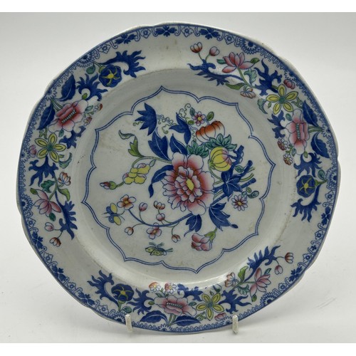 259 - A group of early 19th century blue and white transfer printed and hand-painted Spode new stone plate... 