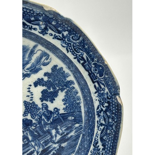 268 - A group of early 19th century blue and white transfer printed  plates, c. 1810-20. To include Lady w... 