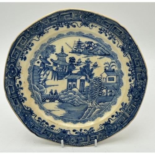 273 - A group of early 19th century blue and white transfer printed plates in the manner of Chinese hand-p... 