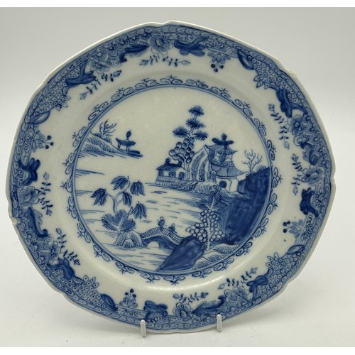 273 - A group of early 19th century blue and white transfer printed plates in the manner of Chinese hand-p... 