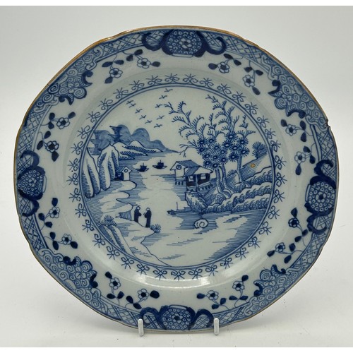 273 - A group of early 19th century blue and white transfer printed plates in the manner of Chinese hand-p... 