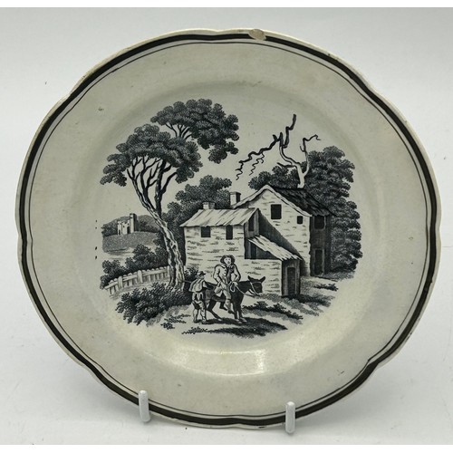 280 - A group of early 19th century black and white transfer printed plates, c. 1810-20. Some marked Spode... 