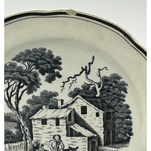 280 - A group of early 19th century black and white transfer printed plates, c. 1810-20. Some marked Spode... 